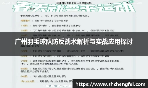 广州羽毛球队防反战术解析与实战应用探讨